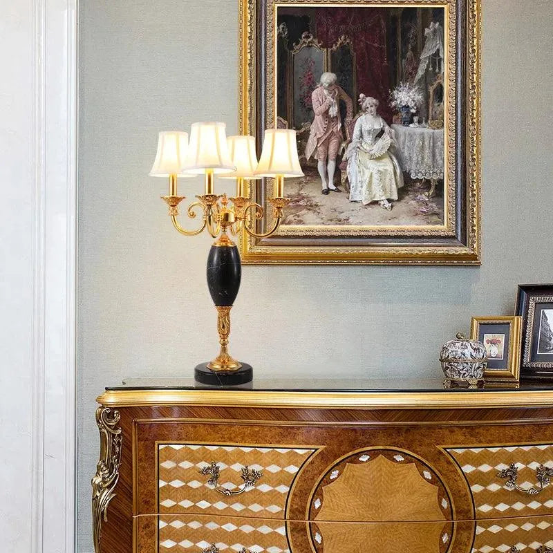 Grand Mid-Century Marble Table Lamp, Baroque European Style Antique Brass Luxury Restaurant Lighting - BH Home Store