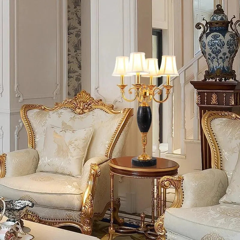 Grand Mid-Century Marble Table Lamp, Baroque European Style Antique Brass Luxury Restaurant Lighting - BH Home Store