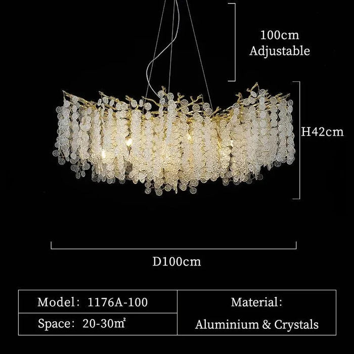 Aluminum Crystal Design Chandelier. - D100 H42cm / Golden