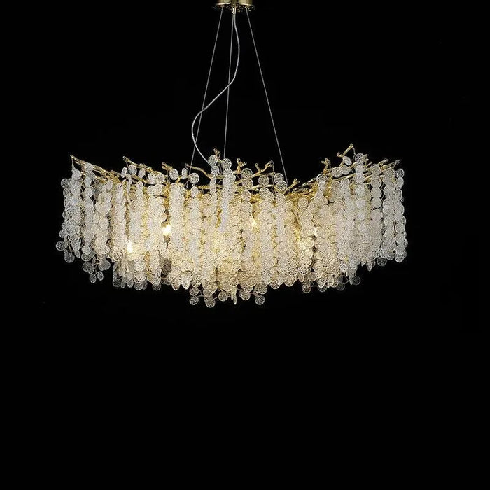 Aluminum Crystal Design Chandelier. - L100 W40cm / Golden