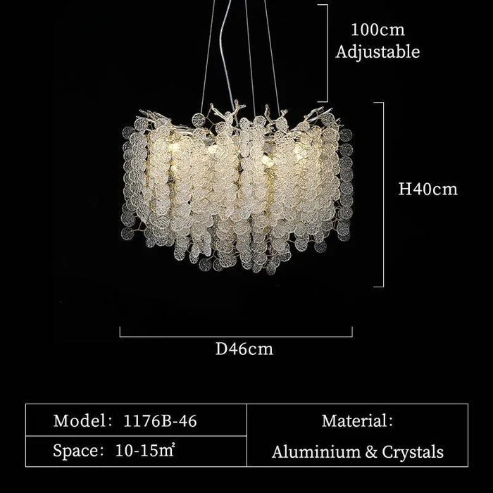 Aluminum Crystal Design Chandelier. - D46 H40cm / Golden