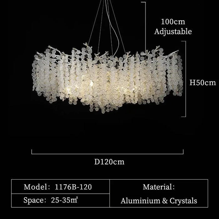 Aluminum Crystal Design Chandelier. - D120 H50cm / Golden