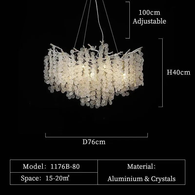 Aluminum Crystal Design Chandelier. - BH Home Store