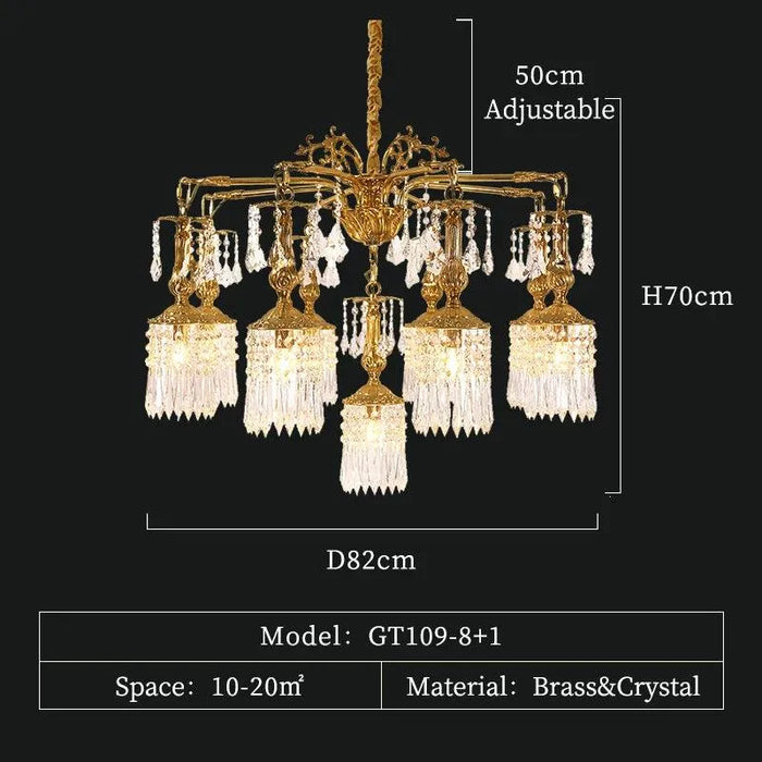 Vintage Copper LED Chandelier. - 9lights D82 H70cm