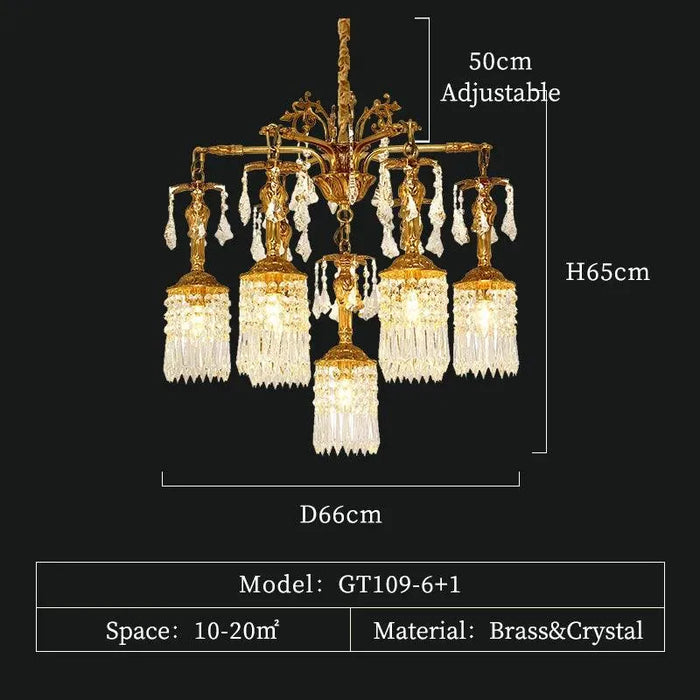 Vintage Copper LED Chandelier. - 7lights D66 H65cm