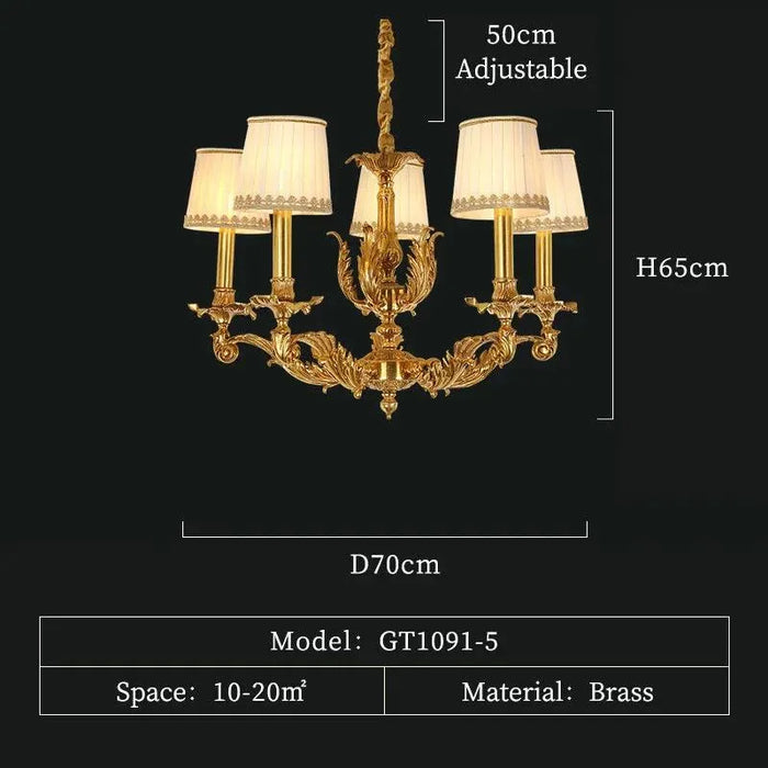 Copper Vintage Luxury Chandelier. - 5lights D70 H65cm