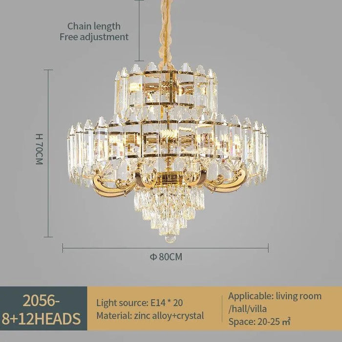 American Simple Crystal Chandelier. - D80CM H70CM / Warm light