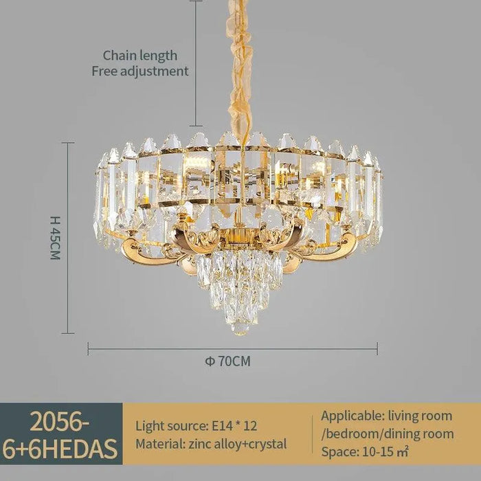 American Simple Crystal Chandelier. - D70CM H45CM / Warm light