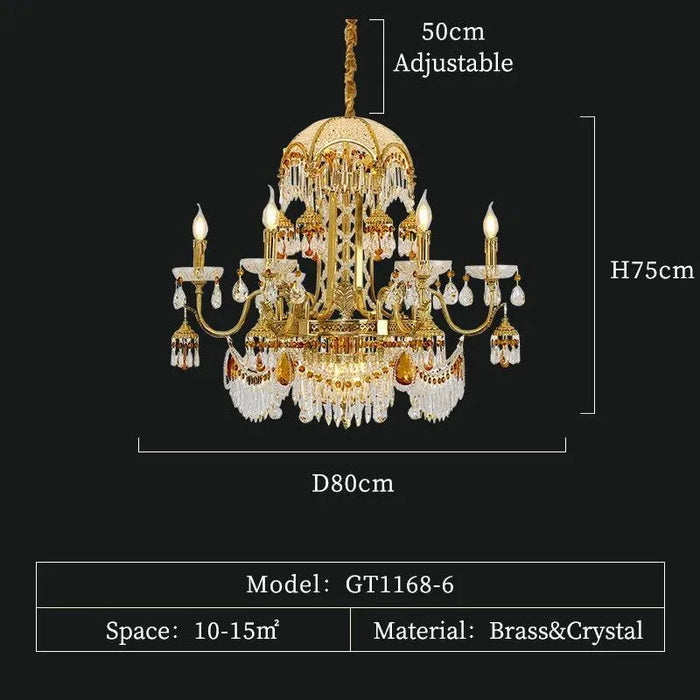 Luxury Crystal Brass Chandelier - 6 lights D80 H75cm