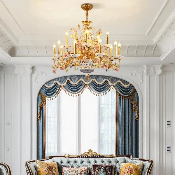 White Ceramic Roses Chandelier. - BH Home Store