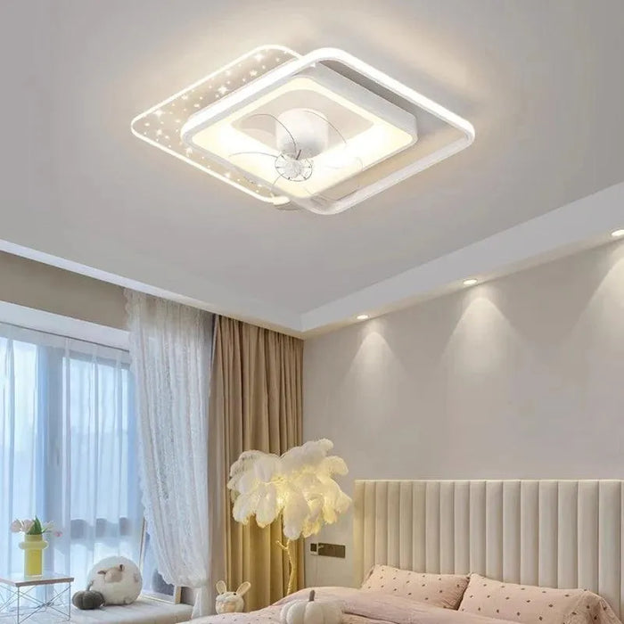 Innovative Folding Ceiling Fan Lamp. - Square  white / 110V