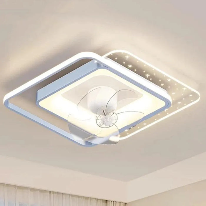 Innovative Folding Ceiling Fan Lamp. - Square  blue / 110V
