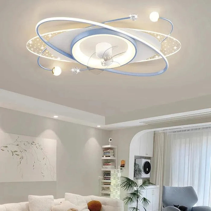 Innovative Folding Ceiling Fan Lamp. - Large oval  blue / 110V