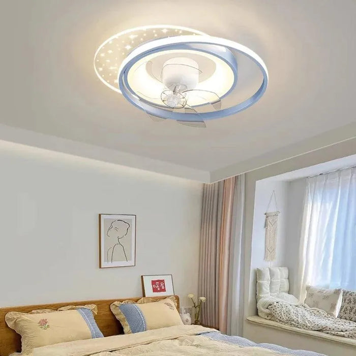 Innovative Folding Ceiling Fan Lamp. - Circle  blue / 110V