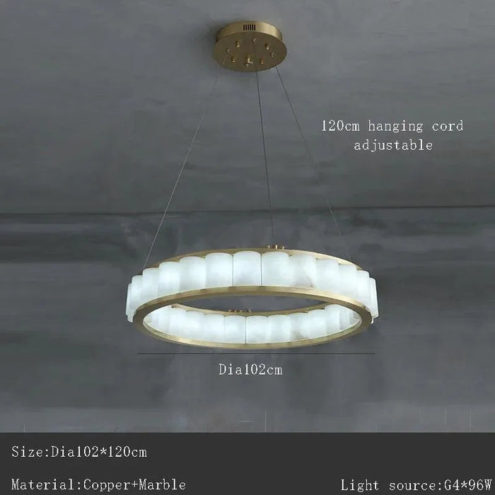 Marble Copper Pendant Light. - B Dia102cm / warm light