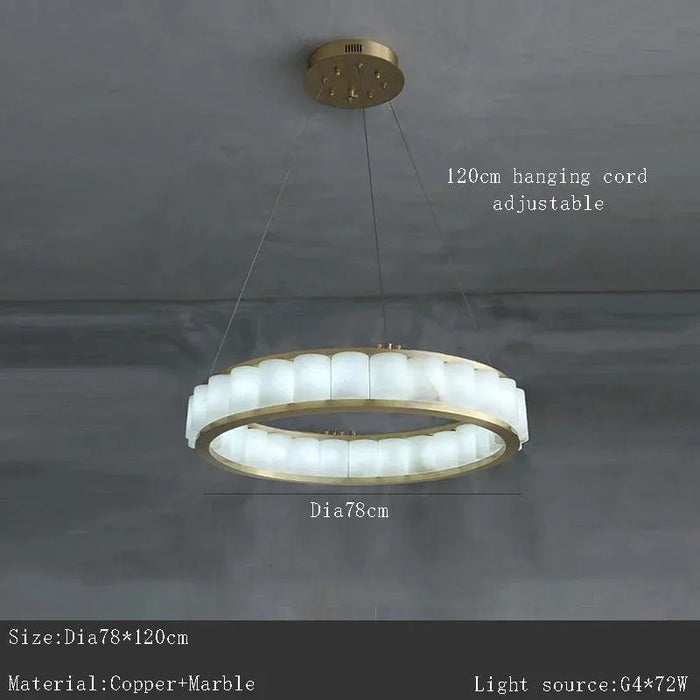 Marble Copper Pendant Light. - B Dia78cm / warm light