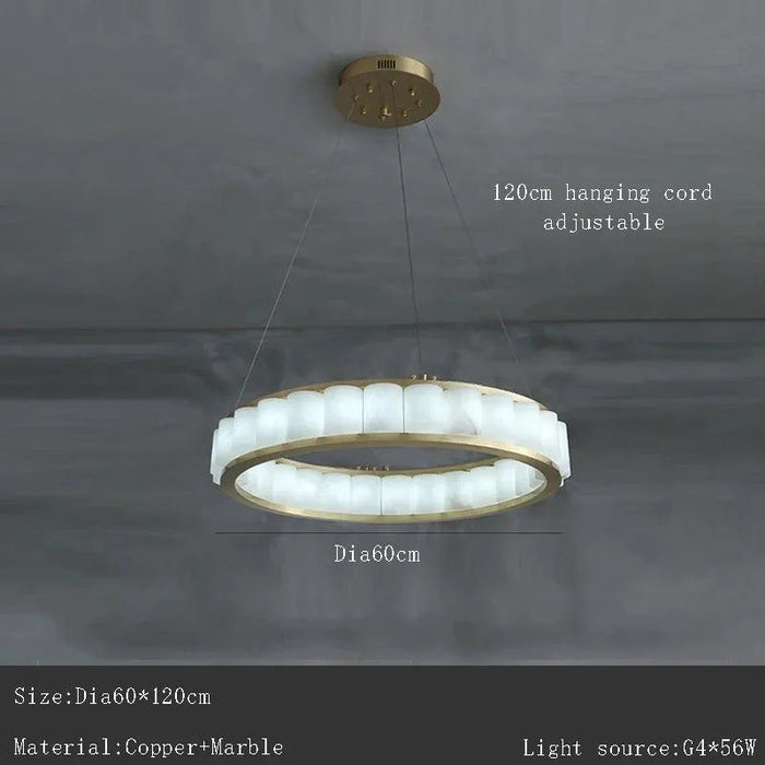 Marble Copper Pendant Light. - B Dia60cm / warm light