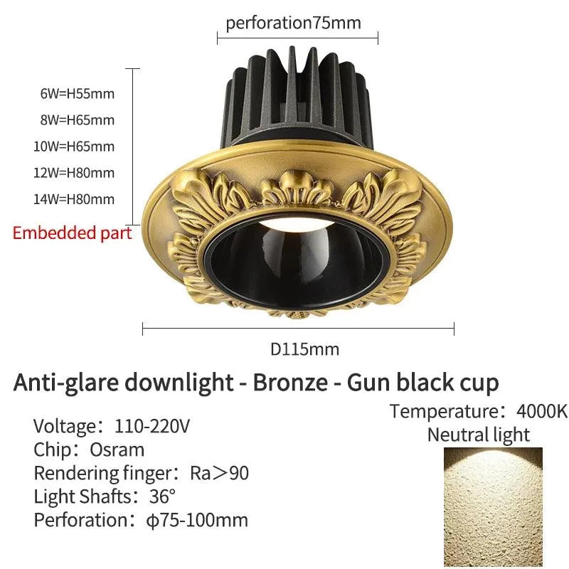 Led Downlight Indoor Brass Ceiling Lamp: A Beacon of Noble Illumination - BH Home Store