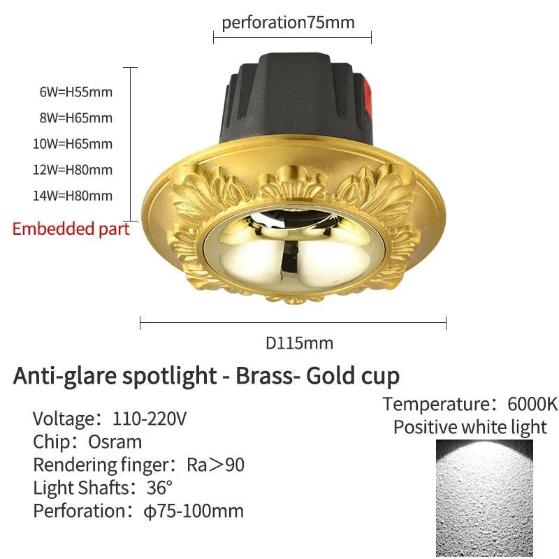 Led Downlight Indoor Brass Ceiling Lamp: A Beacon of Noble Illumination - BH Home Store