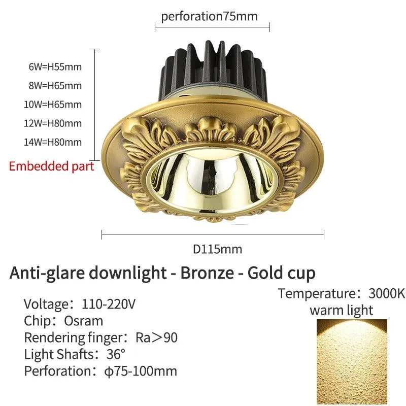 Led Downlight Indoor Brass Ceiling Lamp: A Beacon of Noble Illumination - BH Home Store