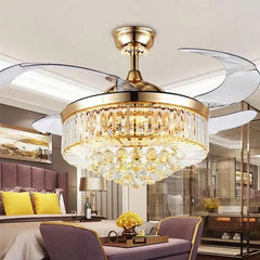 LED Gold Crystal Ceiling Fan.