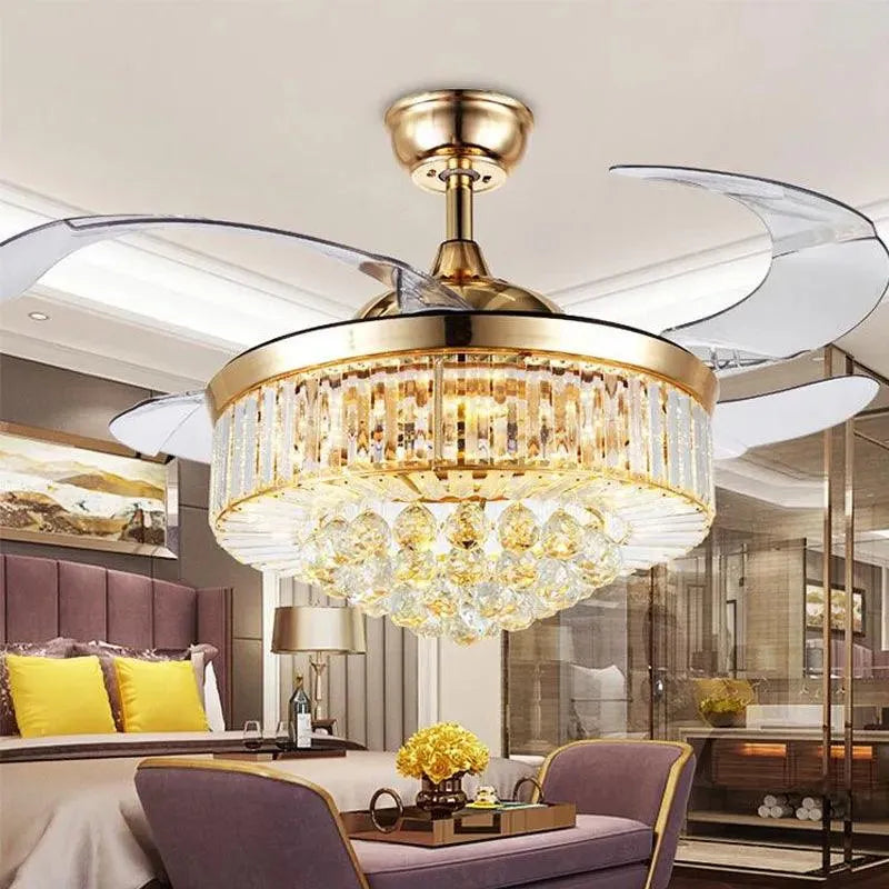 LED Gold Crystal Ceiling Fan.