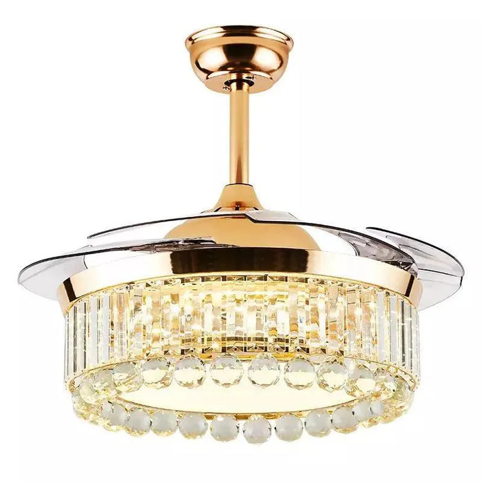 LED Gold Crystal Ceiling Fan. - Model A / 110V