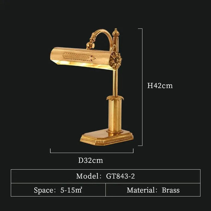 Luxurious European All-Copper Bedside Lamp. - D32 H42cm