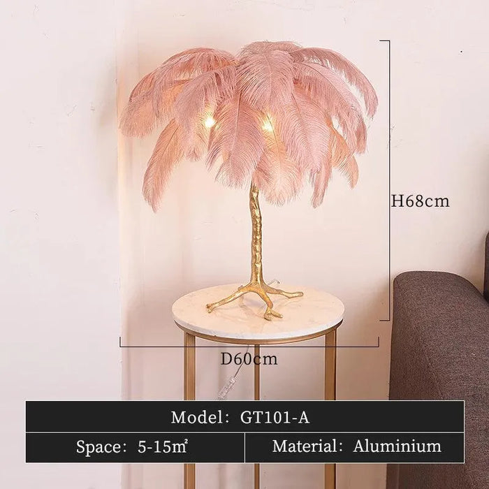 Atmosphere with Ostrich Feather Floor Lamp. - GT101-A D60 H68cm