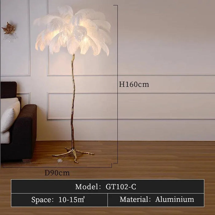 Atmosphere with Ostrich Feather Floor Lamp. - GT102-C D90 H160cm