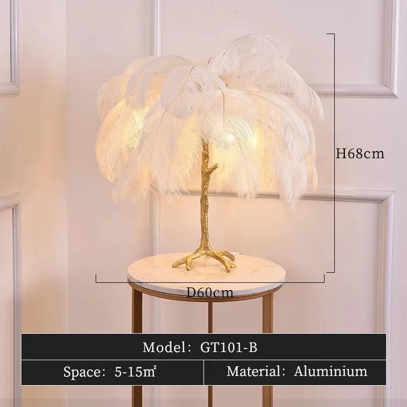 Luxurious Atmosphere with Ostrich Feather Floor Lamp: Aluminum Tree Branch Shaped Lights. - BH Home Store