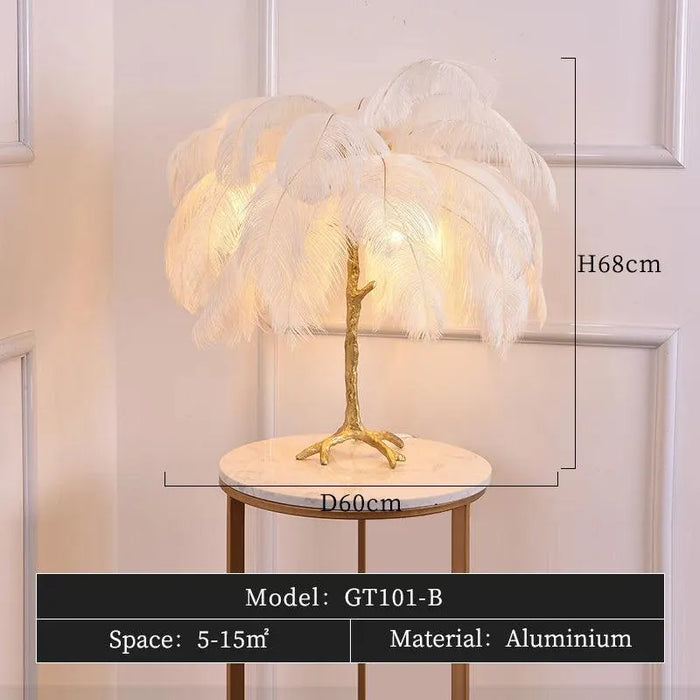 Atmosphere with Ostrich Feather Floor Lamp. - GT101-B D60 H68cm