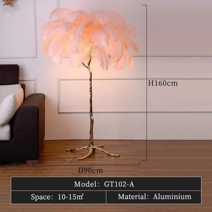 Atmosphere with Ostrich Feather Floor Lamp. - GT102-B D90 H160cm