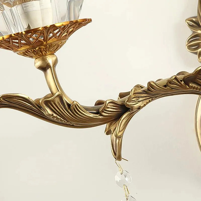 Luxurious Dual Wall Sconce, European Brass and Glass, Round Illumination. - BH Home Store