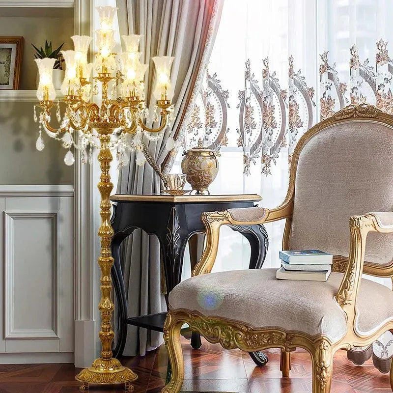 Brass and Glass Lampshade Table Lamp.