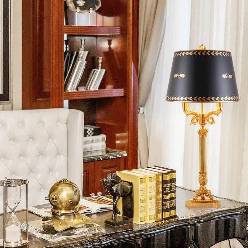 Luxurious European-Inspired Bedside Lamp, Classical Antique Brass Table Lighting for Distinguished Homes. - BH Home Store