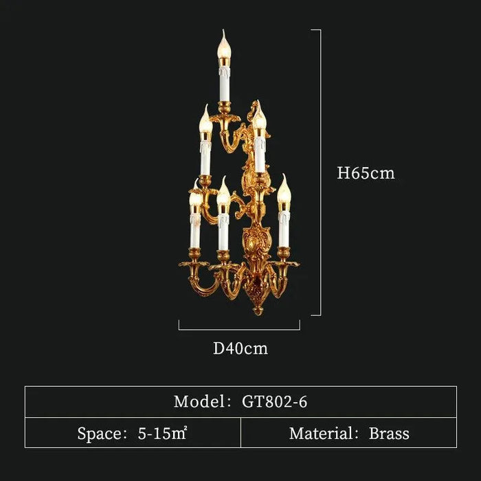 Luxurious European Style Copper Wall Light: French Elegance for Sophisticated Living Spaces. - W40 H65cm
