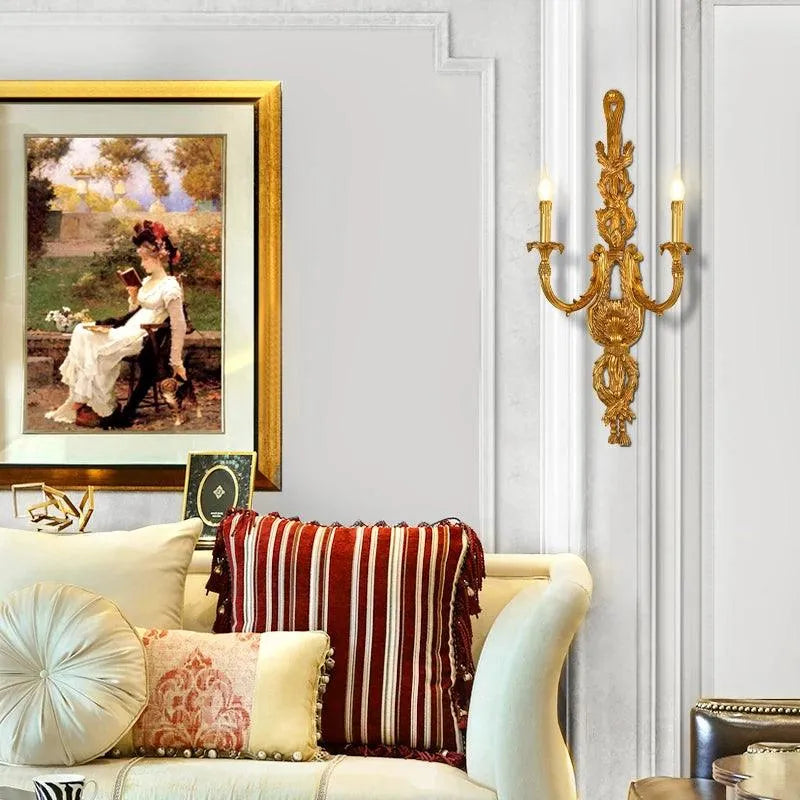 Luxurious French Brass Wall Lamp, Vintage-Inspired Large Decor for Bedrooms and Corridors.