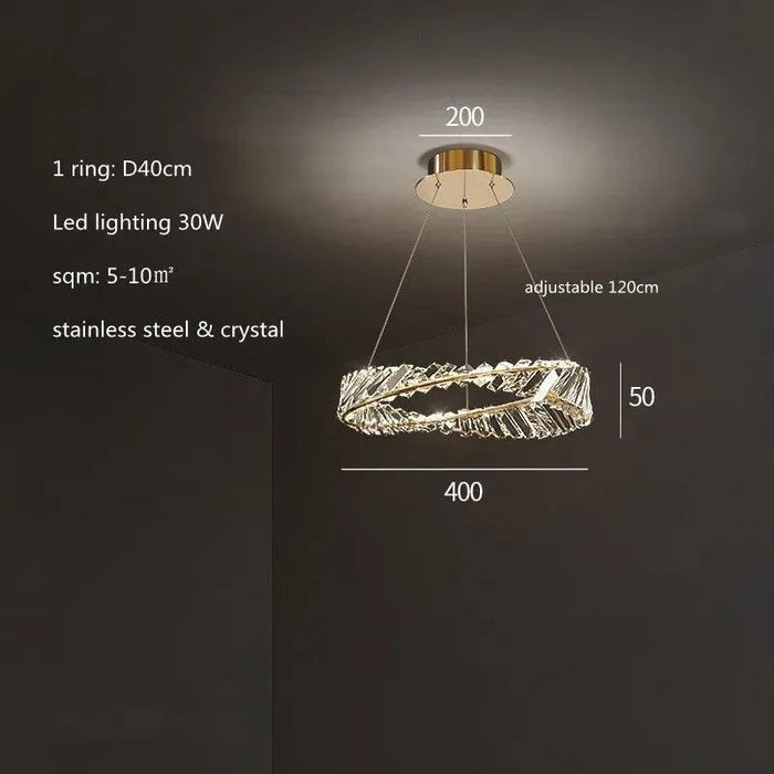 Luxury Crystal Pendant Light. - D40cm / Warm White