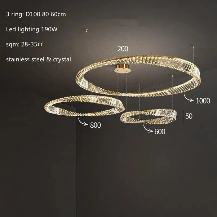 Luxury Crystal Pendant Light. - D100 80 60cm / Cold White