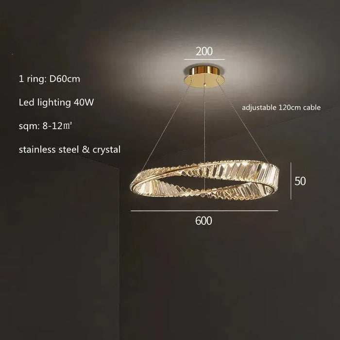 Luxury Crystal Pendant Light. - D60cm / Warm White