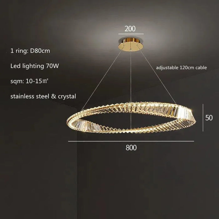 Luxury Crystal Pendant Light. - D80cm / Warm White