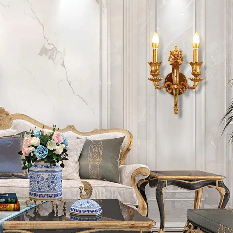 Luxurious French Vintage-Inspired Full Copper Wall Lamp for Elegant Home Interiors.