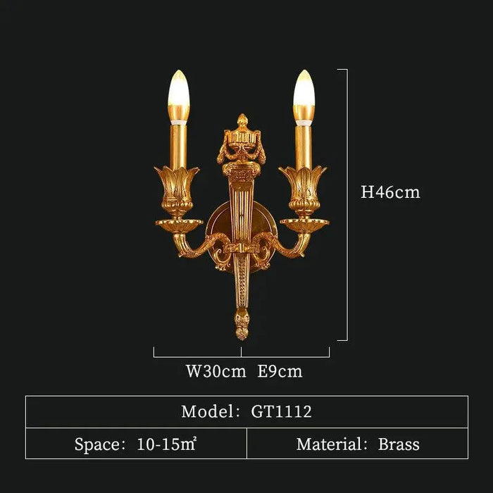 Luxurious French Vintage-Inspired Full Copper Wall Lamp for Elegant Home Interiors. - W30 H45 E9cm