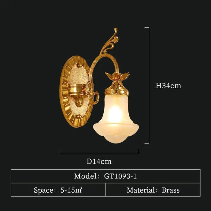 Luxurious French Wall Lamp Embodies Timeless Beauty and Distinction. - W14 H34 E30cm
