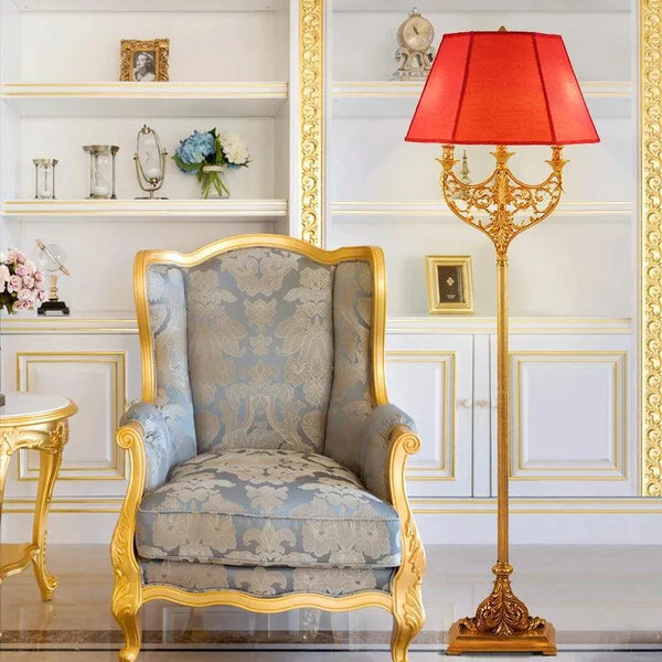 Luxurious Full Copper European Floor Lamp: Creative Villa Style with Fabric Shade for Home - BH Home Store