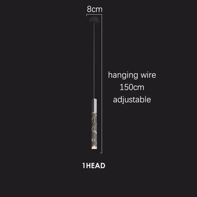 Duplex Stairs Crystal Pendant. - 1 Head / Golden / Cold White