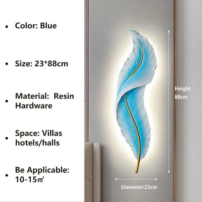 Luxurious Modern Feather Wall Lamp. - Blue B / Warm white