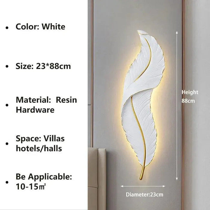 Luxurious Modern Feather Wall Lamp. - White B / Warm white