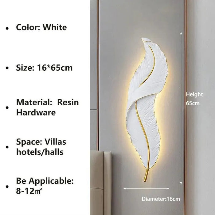 Luxurious Modern Feather Wall Lamp. - White A / Warm white